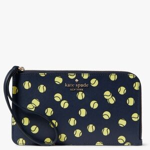 Kate Spade Blue and Yellow Tennis Print Wristlet